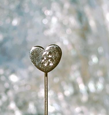 HEART with Letter "B" PIN (2½" L) with Pin Guard on a Gold Tone Setting