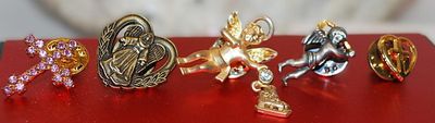 Collection of 5 Assorted TACKS - Crosses, Heart & Cherubs