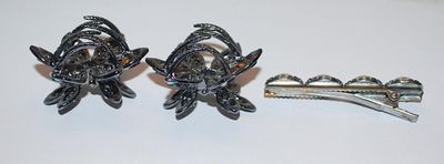 Collection of 3 Barretts - 2 Flower Style Snap Closure (1½" x 1½") & 4 Faux Pearl Style (2½" L)