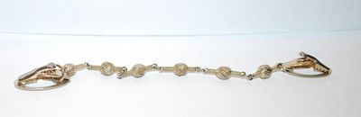 Double Oval LOOPS SWEATER CHAIN (7") with Muted Gold Tone Globe Accents and Claw Clasps