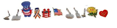 Collection of 11 Assorted "FLAGS & DOODADS" Pins, Clips, Etc.