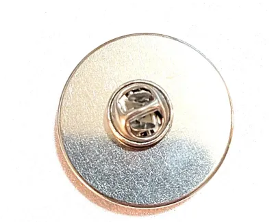 """NEW ARRIVAL""" "PLANETARY CIRCLE" PIN (1¼" Diam.) with Black Ears & Eyes on a Silver...