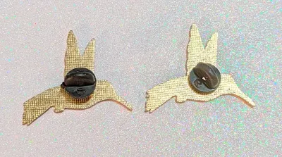 ***NEW ARRIVAL*** Collection of 2 PINS--"HUMMINGBIRDS" (1¼") in Blue/White & Green/Purple on a Gold Tone Setting