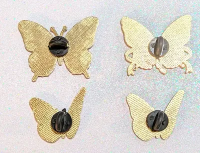 ***NEW ARRIVAL*** Collection of 4 PINS--"Assortment of BUTTERFLIES" (1½") with "Monarch" etc. on a Gold Tone...