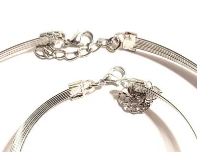 *** NEW ARRIVAL ***JEWELED "Stiff Choker" CIRCLE JEWELRY SET (NECKLACE (Wire 7"-9" Opening), BRACELET (2½"...