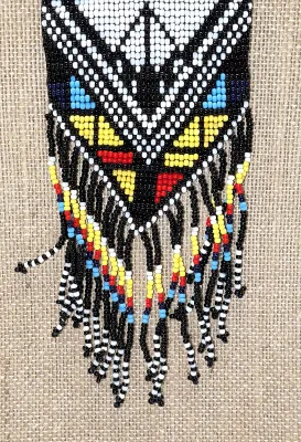 Beautiful Tribal-Style ALL BEADED Multicolor JEWELRY SET with Reversable NECKLACE (36" L) and Black & Blue EARRINGS with Wire...