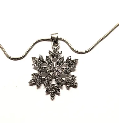 Six Pointed Bejeweled STAR JEWELRY SET with NECKLACE (Silver Tone + 20" L +Rope Chain + Lobster Clasp) and Matching Jeweled Star...