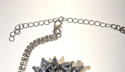 Double Strand All Jeweled JEWELRY SET with CHOKER NECKLACE (4"-6" Opening + LONG (13") Snake-Style + SILVER Tone Lobster)...