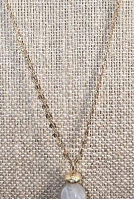 "AMBER DISK & HEX STONE" JEWELRY SET with NECKLACE (24" L + GOLD Tone Chain/Lobster Clasp) and MATCHING Dangle...