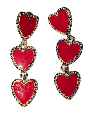 Large Cranberry RED GLASS HEART JEWELRY SET with CHOKER NECKLACE (12" L, Glass Heart Pendant + Black Cloth "Cord", Silver...