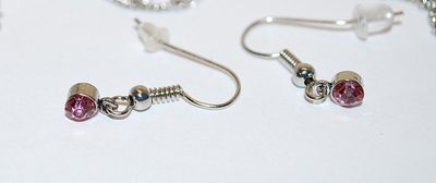 Beautiful Delicate 3-Strand Silver Colored Choker NECKLACE with 8 PINK Stones (16" L) JEWELRY SET with Small "MOM"...