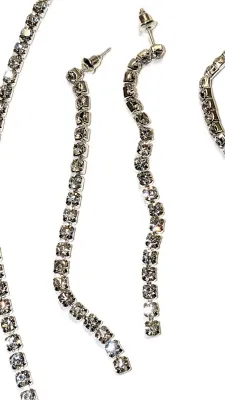 Silver Tone BEJEWELED JEWELRY SET with NECKLACE (Total Length Jeweled, 22" L + Lobster Clasp) & BRACELET (Stretch, 2"...