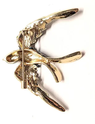 **NEW ARRIVAL** Jeweled Enameled AQUAMARINE "SWIFT-STYLE BIRD BROOCH (2" x 1½") with Jeweled Body + Aquamarine & White...