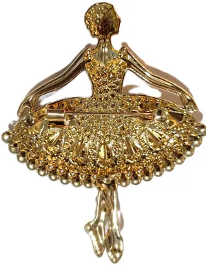 **NEW ARRIVAL** All Jeweled MULTICOLOR "BALLERINA" BROOCH (2¾" x 2") with Faux White Pearl-Lined Skirt and Jeweled...