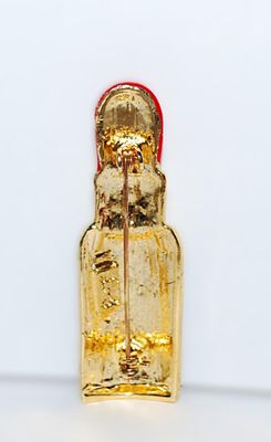 Unique "Austrian Crystal" LIPSTICK BROOCH (2" x ¾") with Bright Red Lipstick and Jeweled Gold Colored Top on a Black...