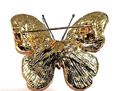 **NEW ARRIVAL** Small BEJEWELED LAVENDER COLORED STONES BUTTERFLY BROOCH (1¼" x 1") with Deep Purple Stones Edging on a Gold...