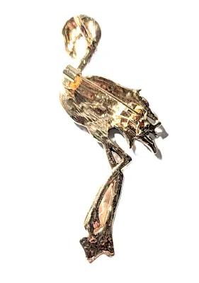 **NEW ARRIVAL** BLUE FLAMINGO BROOCH (2½" x 1") with Jeweled Head and Neck, Black Eye + Blue Plumes on a Gold Tone Setting