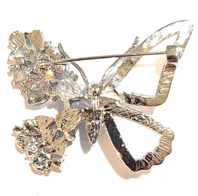 **NEW ARRIVAL** Half Side "MOTHER-OF-PEARL" Style BUTTERFLY BROOCH (2" x 1½") with Single White Faux Pearl and Green,...