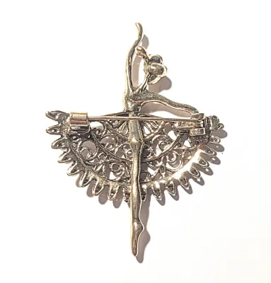 **NEW ARRIVAL** Petite Dark Gold Colored "BALLERINA" BROOCH (2" x 1½") with Filigree-Style Skirt and Arm Up on a Gold...