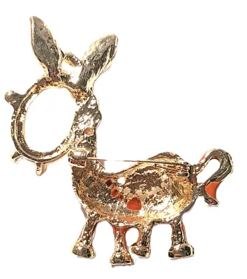 **NEW ARRIVAL** Fun BROWN "DOPEY DONKEY" BROOCH (2½" x 2½") with White Opaque Oval Face, Gold Feet and Beige Ears on...