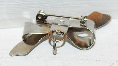 VINTAGE 1950's Silver Tone WATCH FOB PIN (1¾") with Loop & Ring