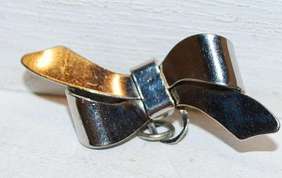 VINTAGE 1950's Silver Tone WATCH FOB PIN (1¾") with Loop & Ring