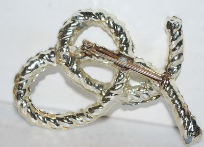 Silver Color KNOTTED ROPE BROOCH (2½" x 1½") on a Silver Tone Setting