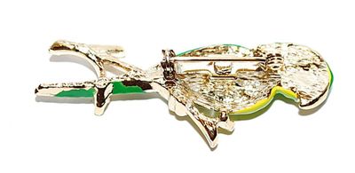 Red-Eyed GREEN PARROT BROOCH (2" x ¾") on a Gold Tone Branch and Setting