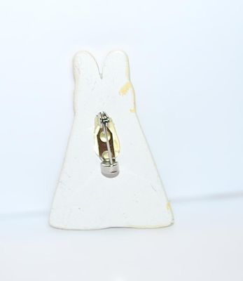 Double Pink & Yellow "Hugging Children" BROOCH (1¾" x 1¼") with Silver Tone Pin