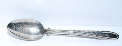Vintage Silver Colored SPOON BROOCH (2½" x ¾") Marked "Pat. 2066969" with Silver Tone Pin Clasp
