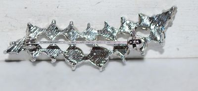 Clear Round 18 Stones BAR BROOCH (2" x ½") on a Silver Tone Setting