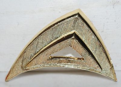 Brushed Gold Colored IRREGULAR TRIANGLE BROOCH (2¼" x 1½") on a Gold Tone Setting