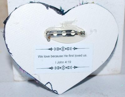 Handcrafted Cloth Flowers & Roses on a Heart Shape BROOCH (3" x 2")