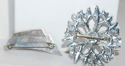 Collection of 2 "Silver Colored" BROOCHES (Star is 1¾" Diam.) ("Flair" is 1¾" x ¾")
