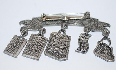 Fun "BORN TO SHOP" BROOCH (2½" x 1½") -Marked "©JJ" - with Purse, Goody Bag, Money, Sale Sign and Credit...