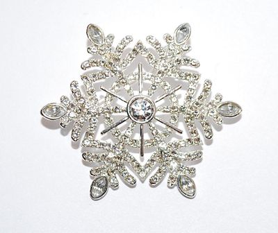 STAR Style BROOCH (1¼" Diam.) with Both Round & Marquise Shaped Clear Stones on a Silver Tone Setting