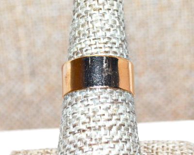 Size 7½ Simple Gold Tone No Stones Band RING with Tight OPEN-ENDED Band (2.6g)