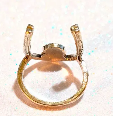 **NEW ARRIVAL** Size 7 "Antlers" Style BLUE TURQUOISE RING with Single Round Smooth Stone on a "Rough-Hewn" Silver...