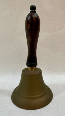 Vintage Brass Hand Bell with Turned Wooden Handle