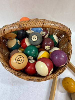 Vintage Brunswick Pool Table Billiards Accessories, Balls, Pockets & Ephemera