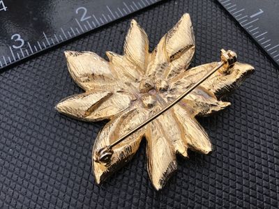 Vintage Enamel Poinsettia Flower Brooch Pin