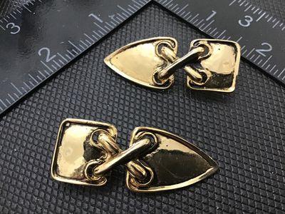 Vintage Gold Tone Geometric Clip-On Earrings