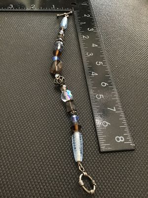 Beaded Glass & Crystal Toggle Clasp Bracelet