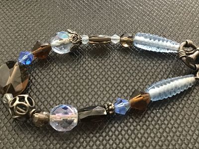 Beaded Glass & Crystal Toggle Clasp Bracelet
