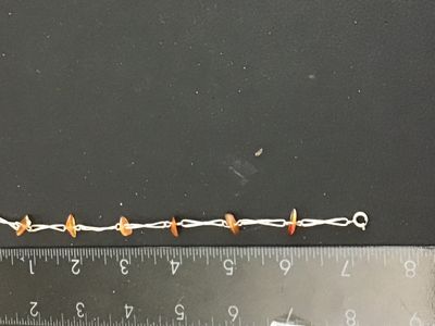 Silver Wire Link Bracelet with Amber Chips