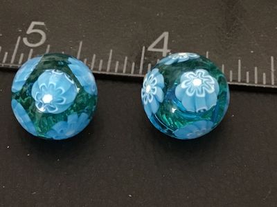 Vintage Blue Millefiori Murano Glass Clip-On Earrings