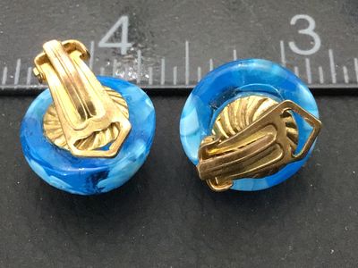 Vintage Blue Millefiori Murano Glass Clip-On Earrings