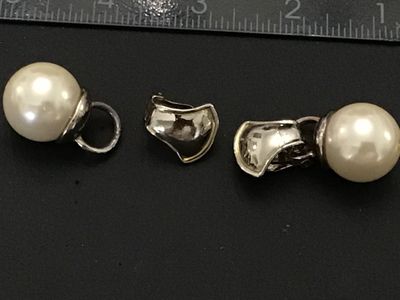 Vintage Faux Pearl Silver-Tone Clip-On Drop Earrings