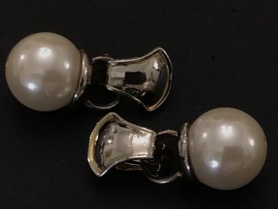 Vintage Faux Pearl Silver-Tone Clip-On Drop Earrings