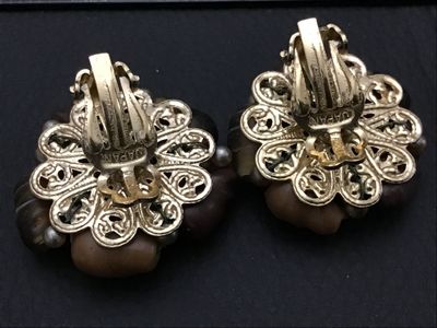 Vintage Beaded Cluster Clip-On Earrings Marked Japan
